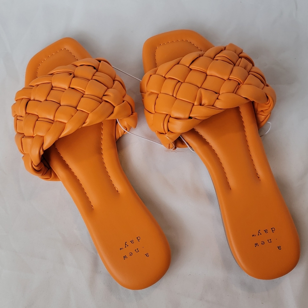 A New Day Carrissa Woven Slide Sandals Orange
